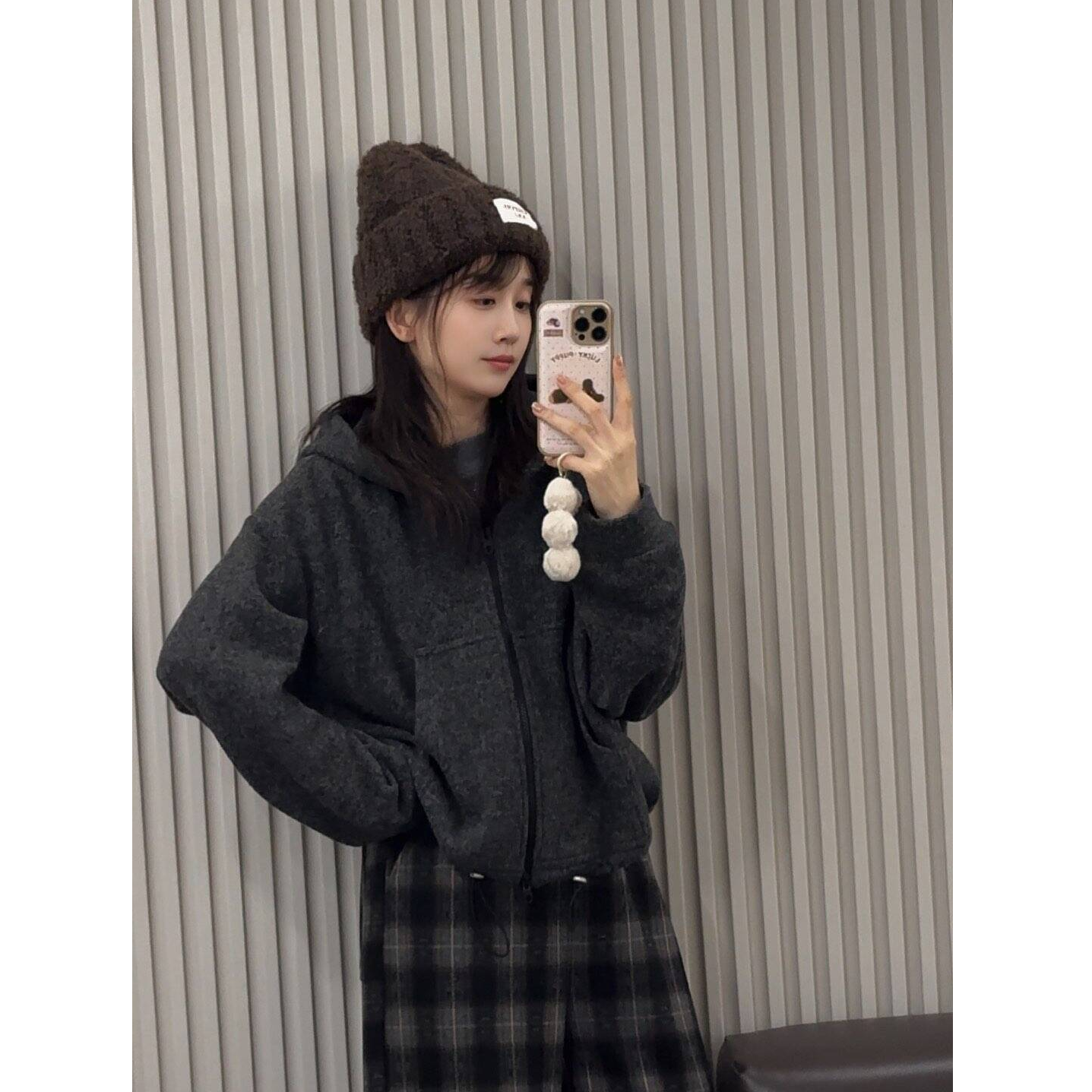 Y.M |  银松 韩国定制设计师款雾感毛绒 加绒休闲连帽卫衣1500