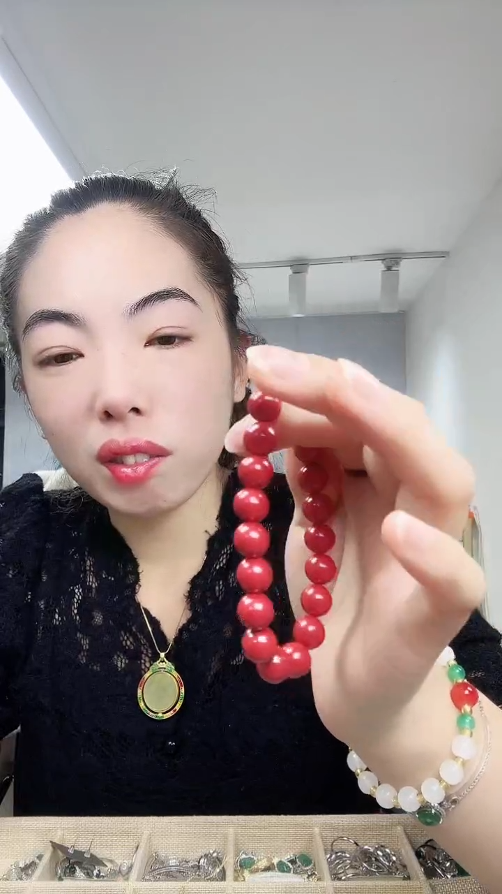 【闪购商品】蔷薇辉石手绳未镶嵌朱砂手链10毫米