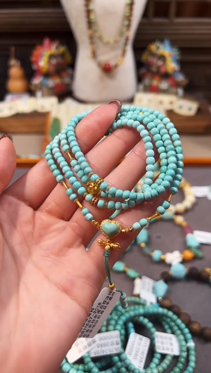 18K金镶嵌绿松石颈饰绿松石项链