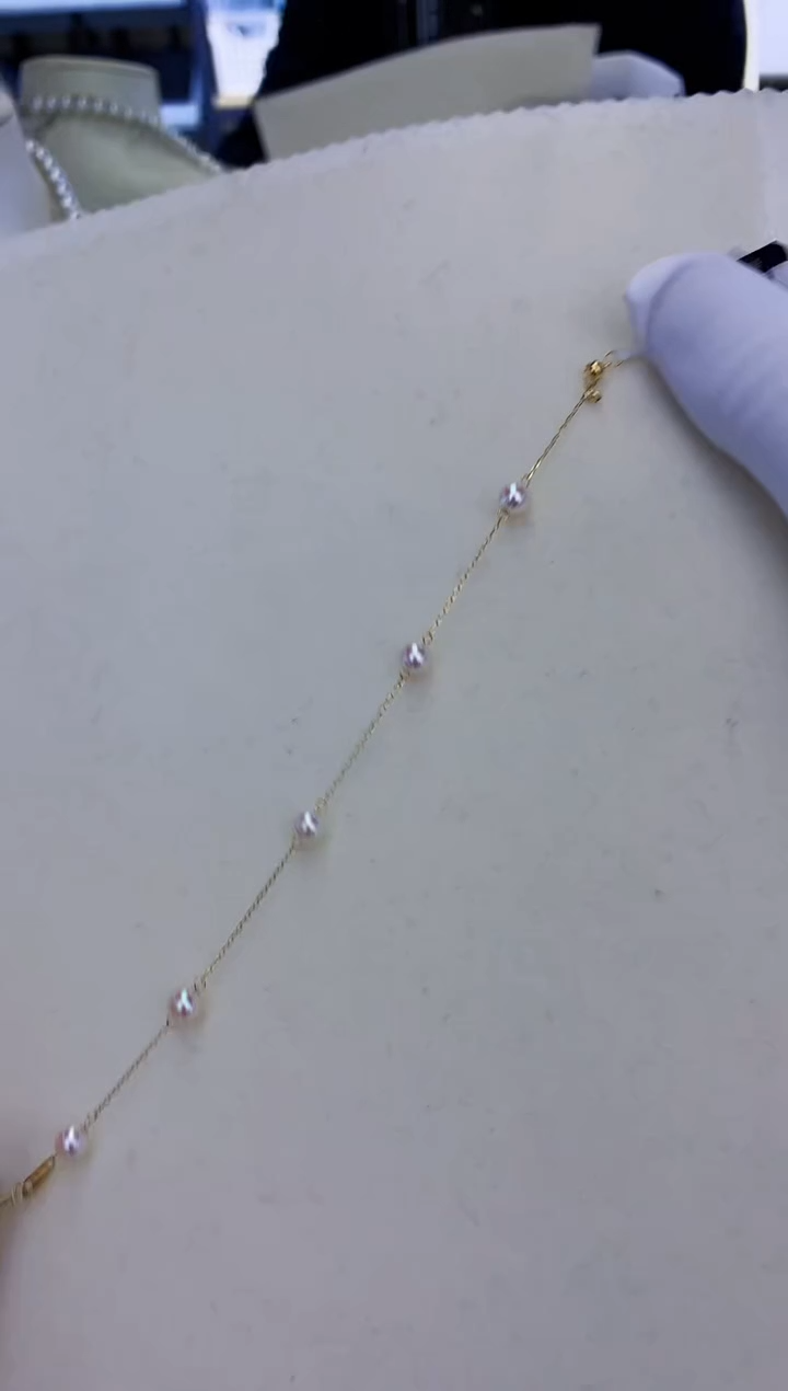 18K金镶嵌饰品海水珍珠4-5满天星手链