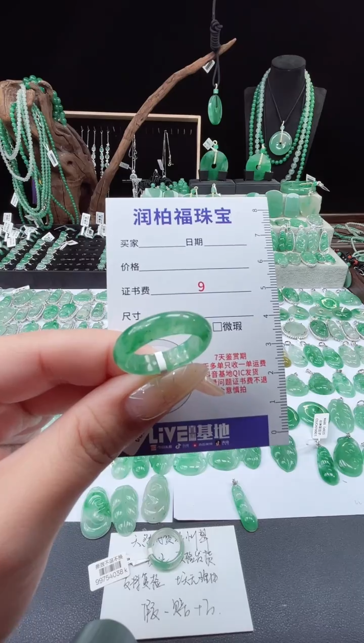 吊坠(赠链)未镶嵌石英质玉（非洲翠）30.589戒圈 20圈口