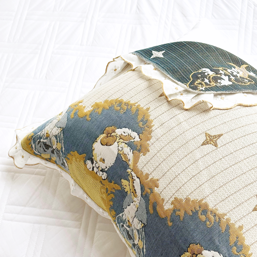 【京かわ会社】天然汉麻枕巾一对装52*78cm梦幻兔宝