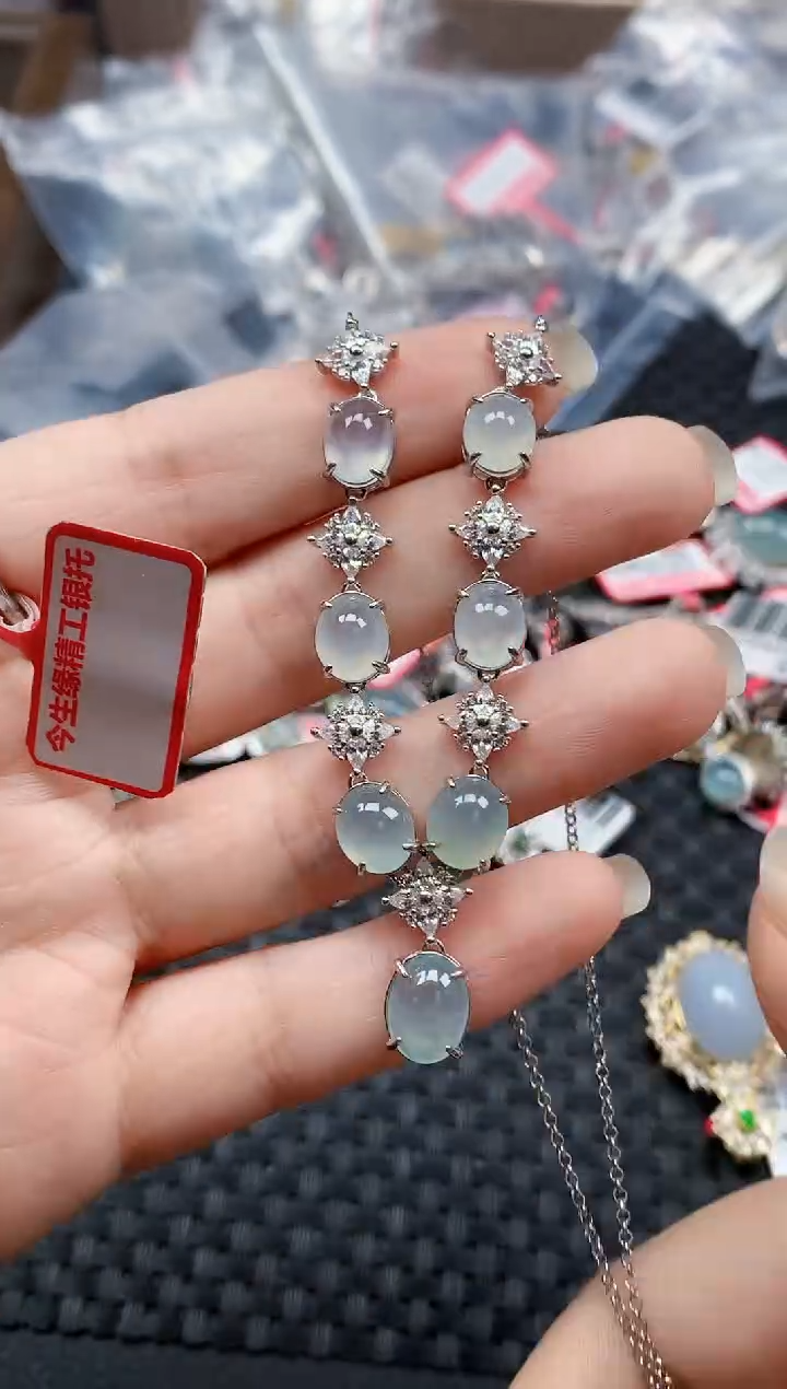 银S925镶嵌戒指翡翠天然A货缅甸翡翠