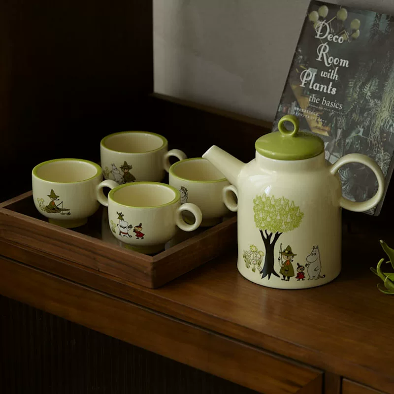 F003姆明午后花茶壶套装浅绿一壶四杯