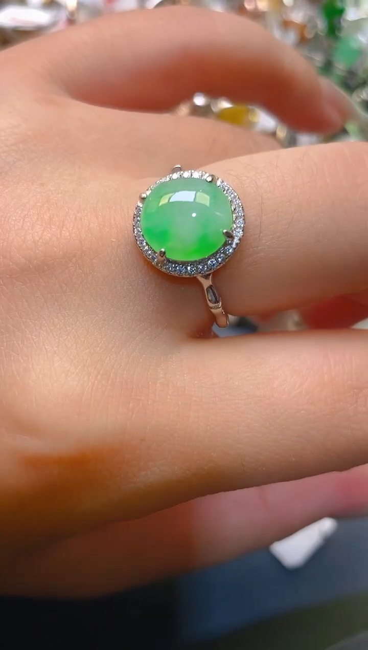 【闪购商品】翡翠耳饰银S925镶嵌天然A货翡翠1