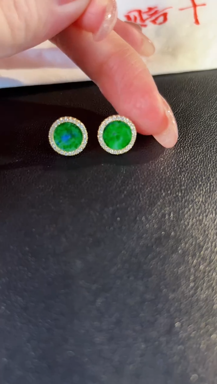 【闪购商品】翡翠耳饰银S925镶嵌缅料A货/支持复检/一件