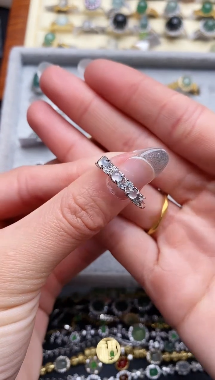 【闪购商品】翡翠戒指银S925镶嵌222222222+7