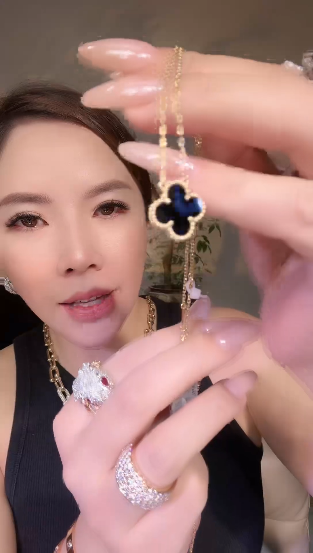 合金项链玛瑙/玉髓黑色单花项链