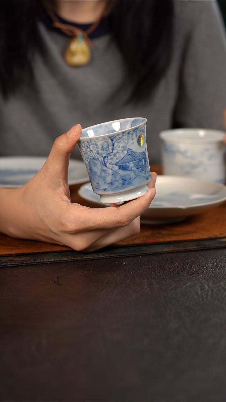 杯375号HLX陶瓷山水高马蹄杯