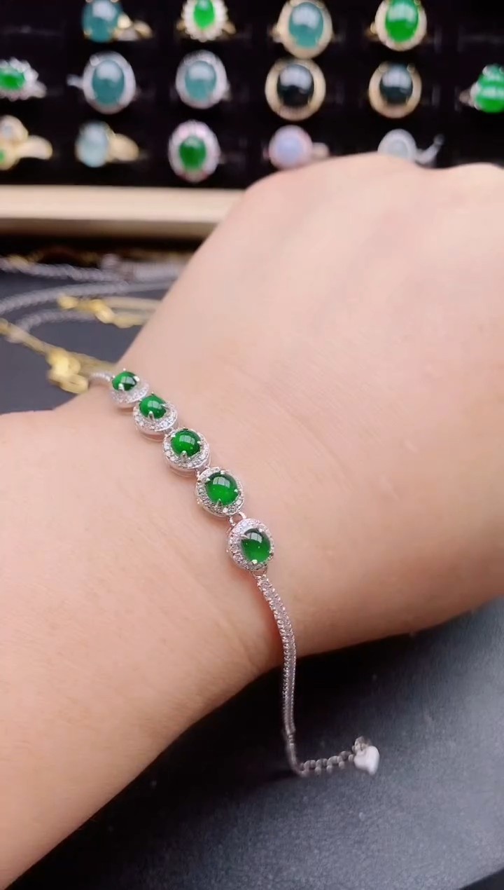 【闪购商品】翡翠手链银S925镶嵌50850