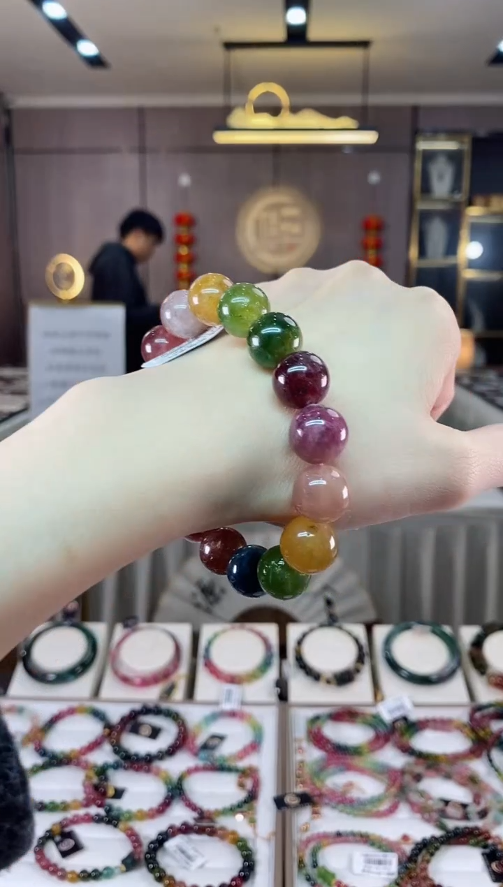 【闪购商品】碧玺单圈手串13mm+未镶嵌一物一证dan