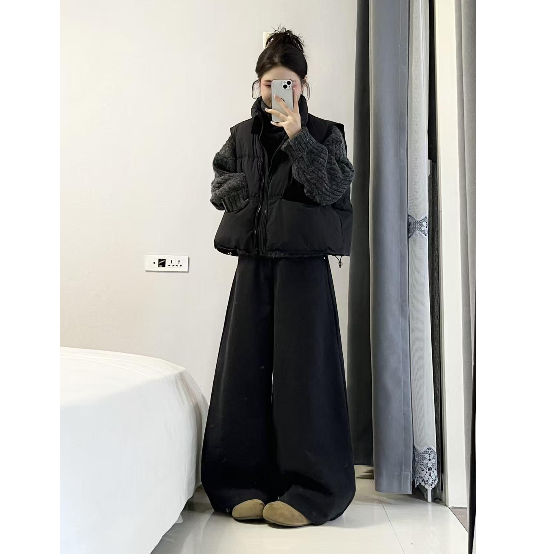 2025秋季新款时尚一整套韩流大码女装慵懒风上衣马甲裤子三件套