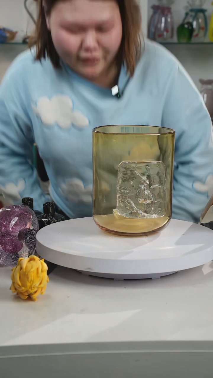 【闪购商品】琉璃高23口17轻奢琉璃花器福利正常手工痕迹