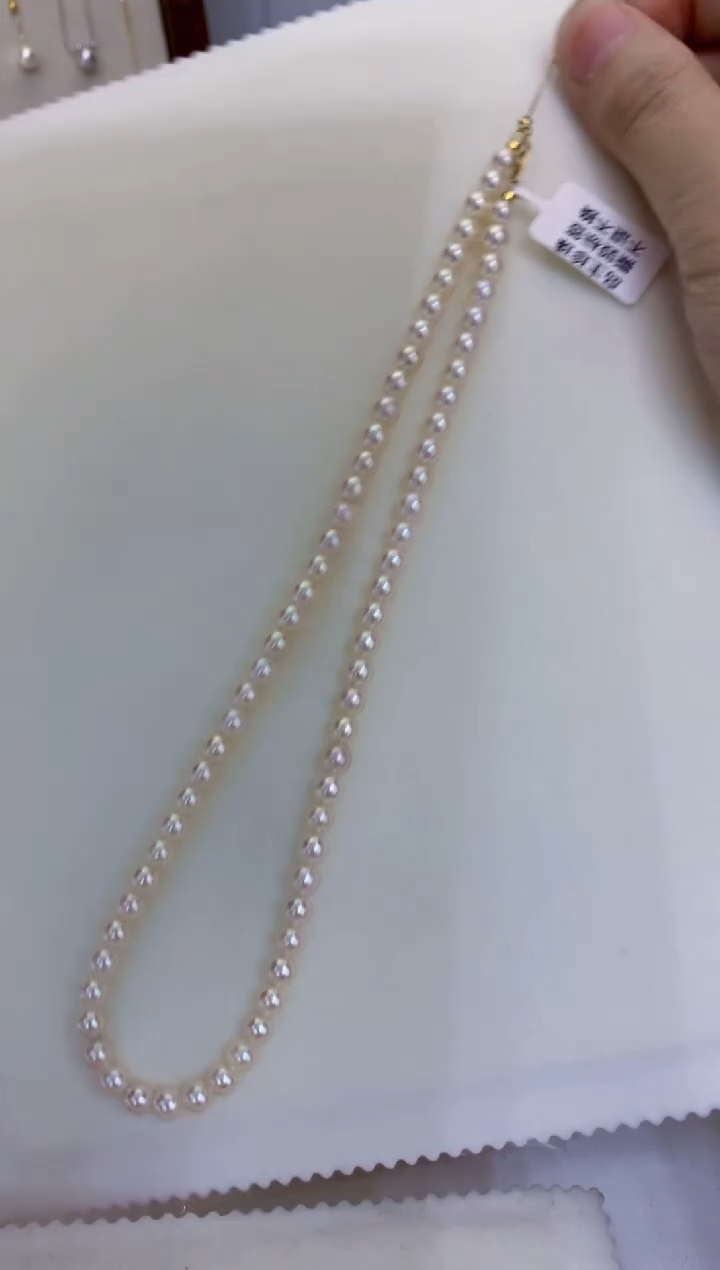 18K金镶嵌海水珍珠饰品5-6满珠链