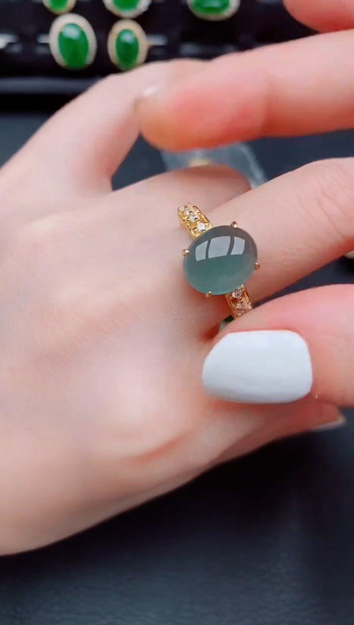 【闪购商品】翡翠戒指银S925镶嵌天然a货翡翠612