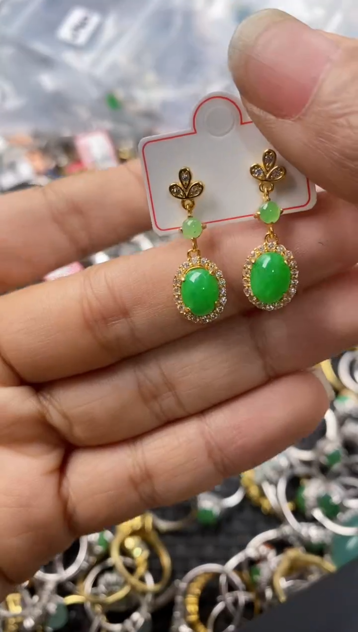 银S925镶嵌戒指翡翠999---10