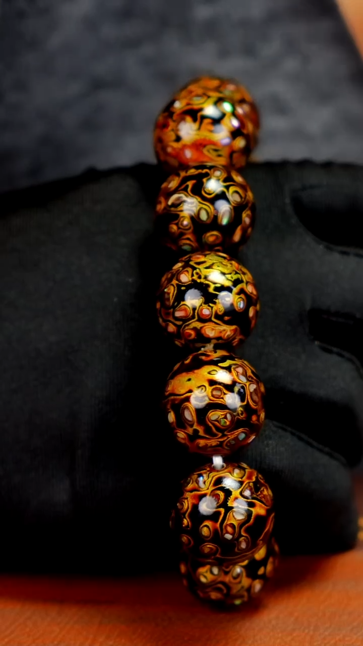 疯子大漆黑金螺钿20mm  11颗