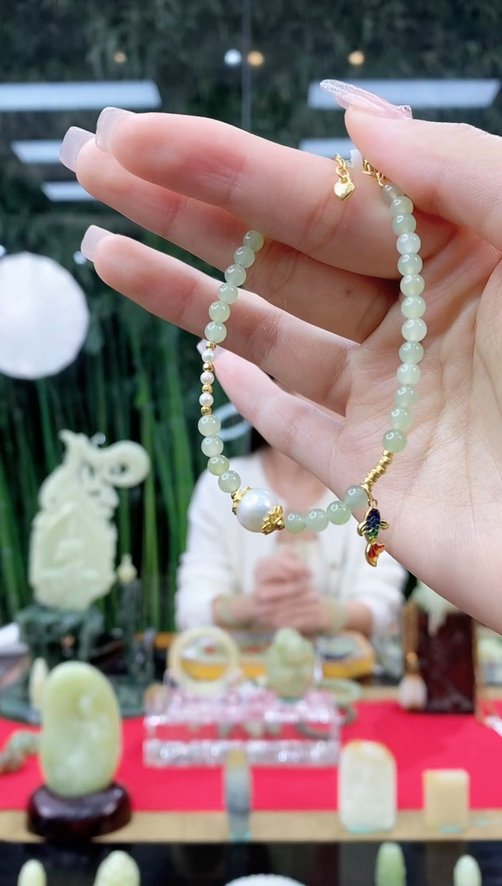 未镶嵌和田玉挂件闪购小米珠手链约4mm多样发发一件