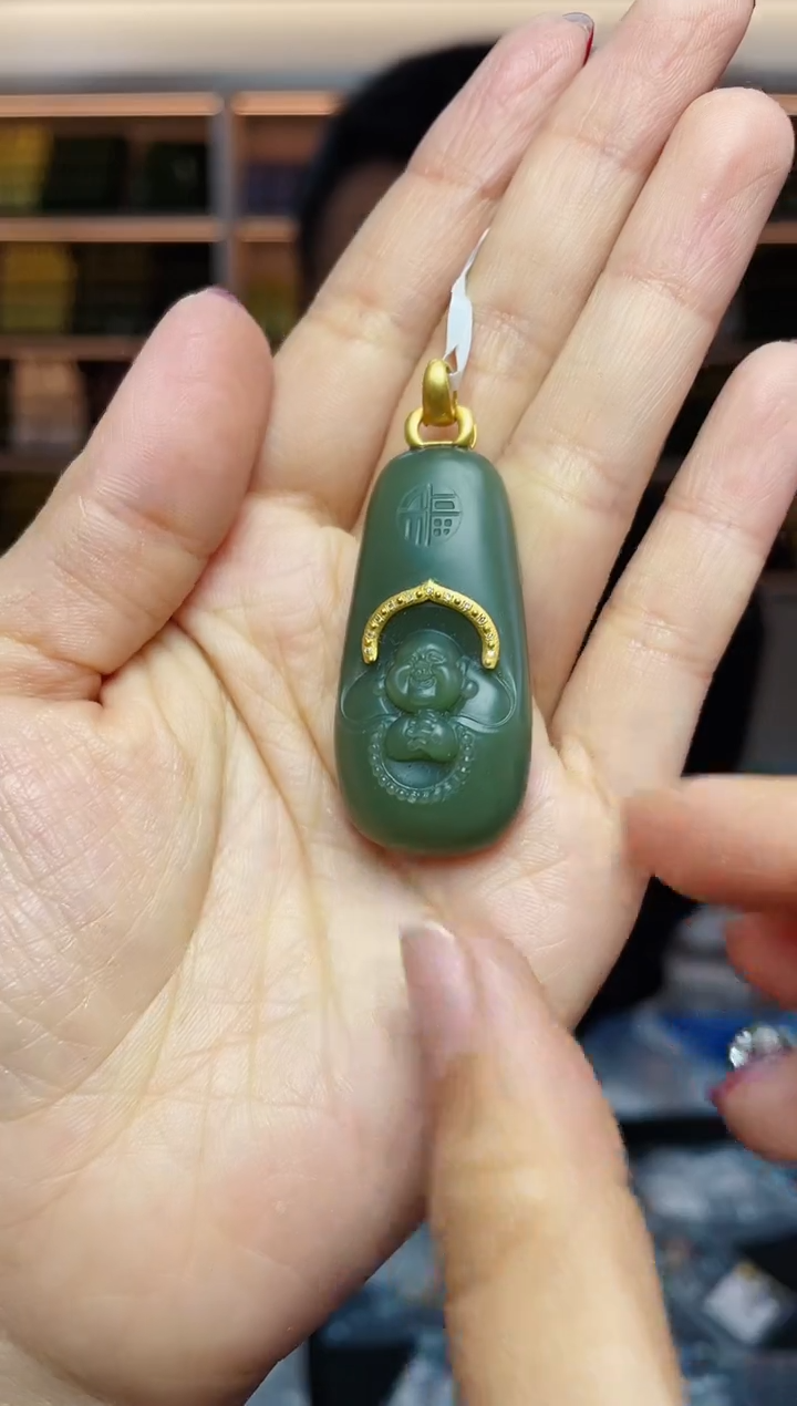 【闪购商品】和田玉`18K金镶嵌多样性发一件