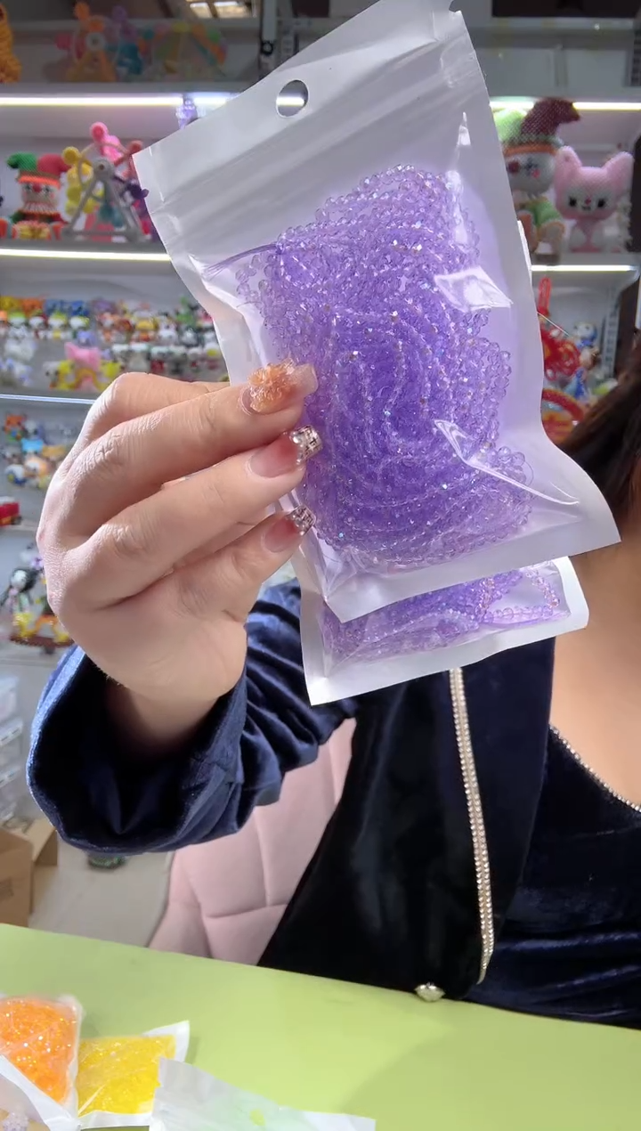 玻璃A97卡2水晶扁10条微光彩仙女紫