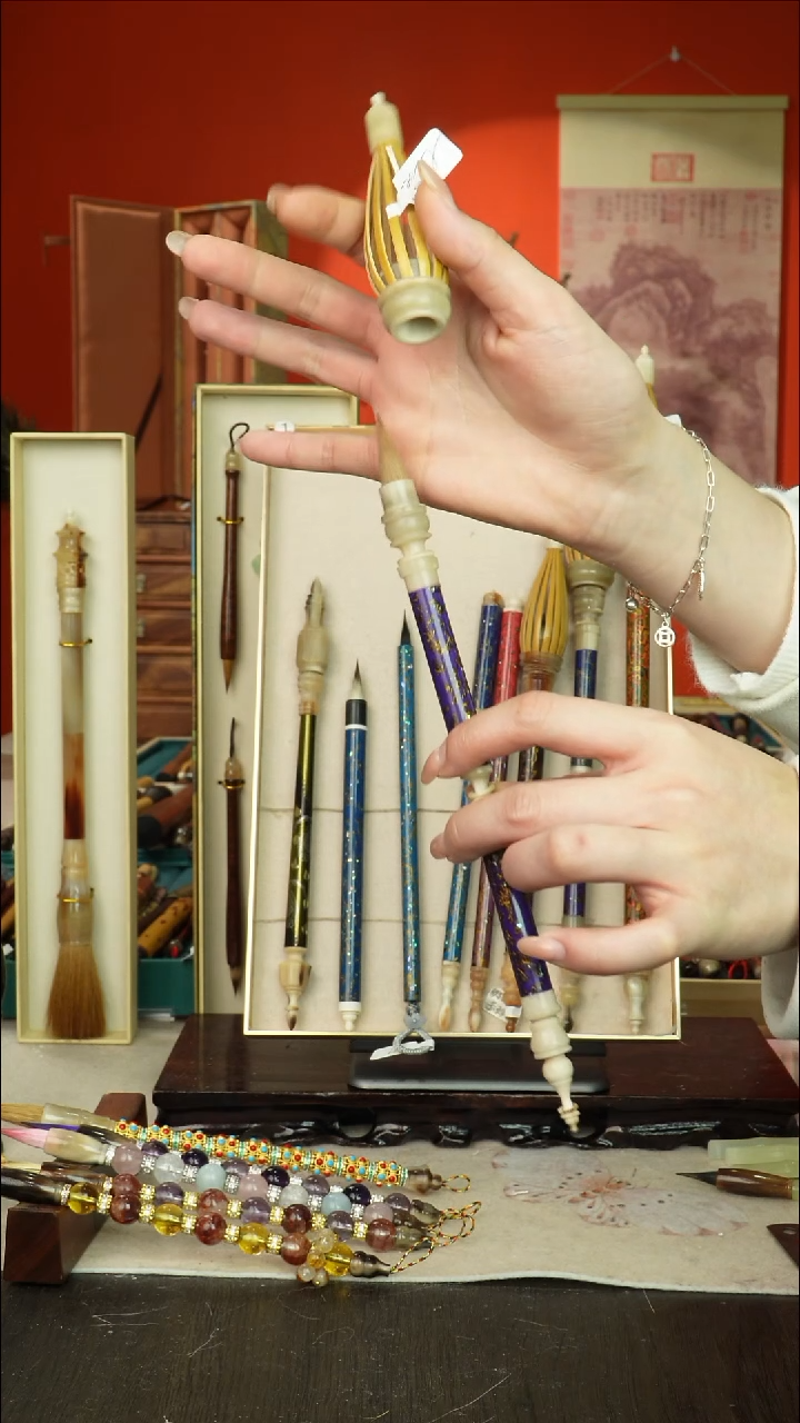 13号闪孤品高货毛笔链接 清水试笔 蘸墨不退