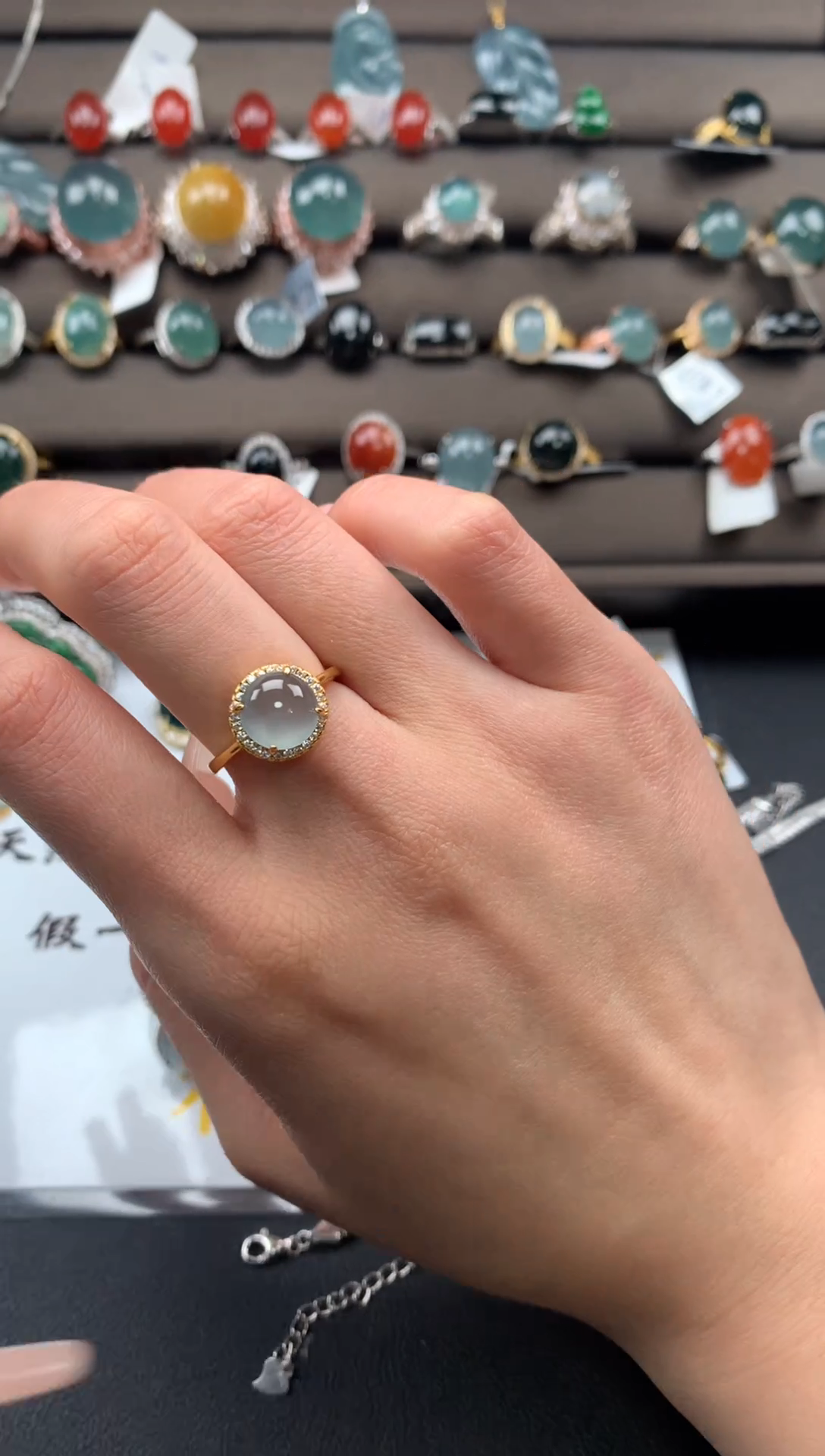 【闪购商品】翡翠戒指银S925镶嵌35345435345