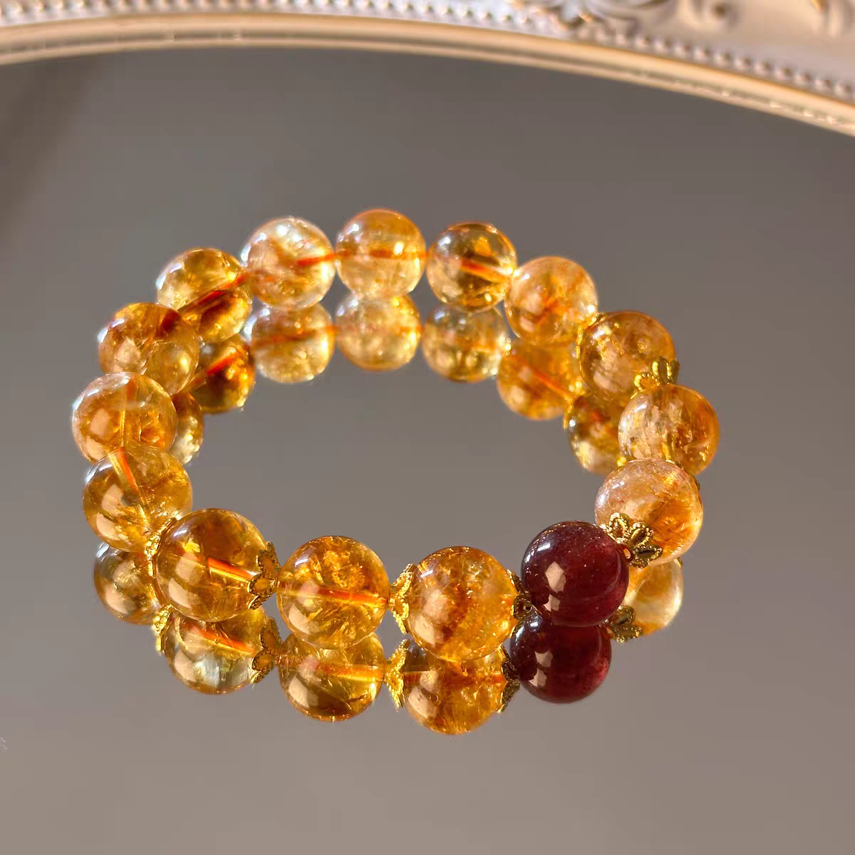 MG 轻奢 女士招财运黄塔晶黄阿塞红胶花虎眼石水晶手链