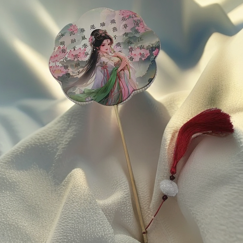 儿童复古风团扇古典宫扇中国风圆扇子汉服女扇旗袍走秀颜色随机