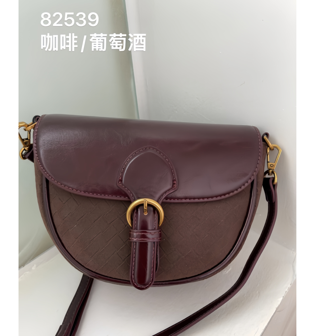 【Yì CHEN】SK-82539-咖啡/葡萄酒 简约时尚女士新款轻奢单肩斜跨包