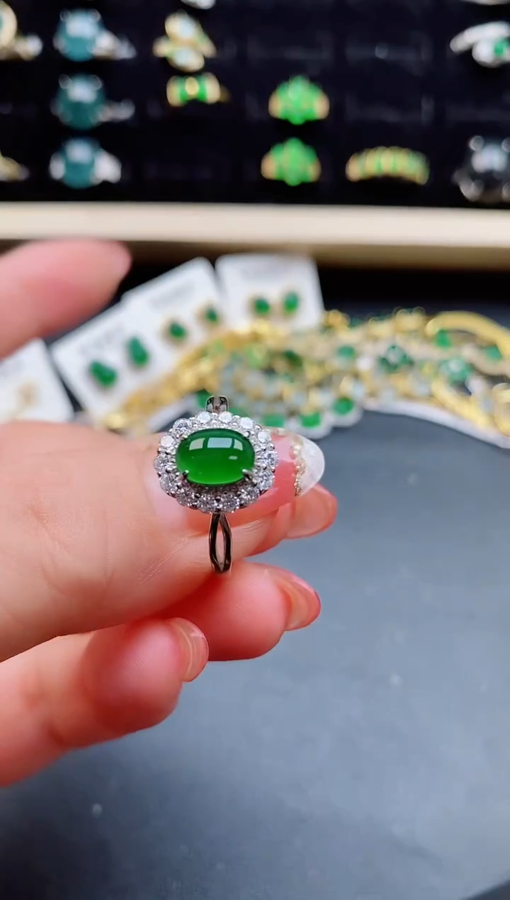 【闪购商品】翡翠戒指银S925镶嵌080580