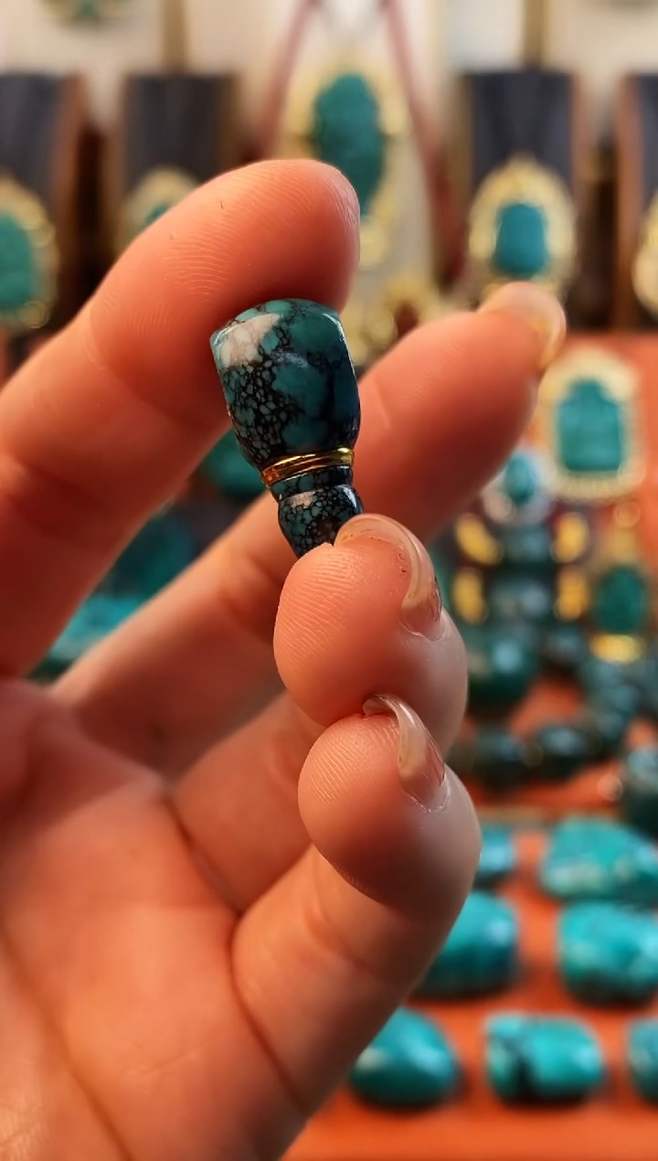 未镶嵌绿松石。网花 三通  