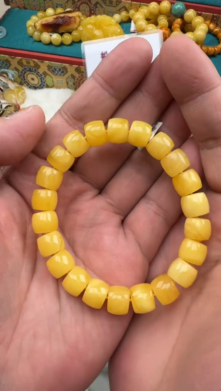 琥珀未镶嵌珠宝奇石10+浓蜡手串HZ308