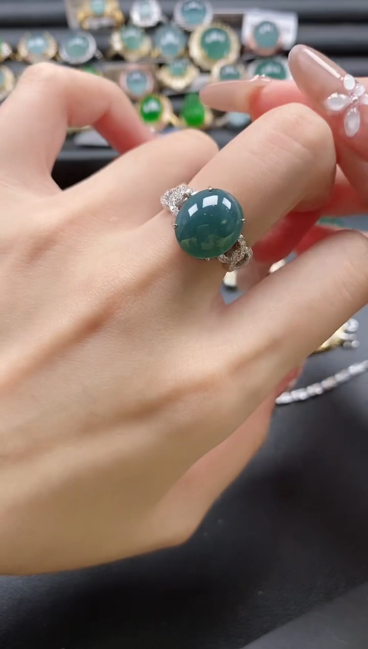 【闪购商品】翡翠戒指银S925镶嵌51151