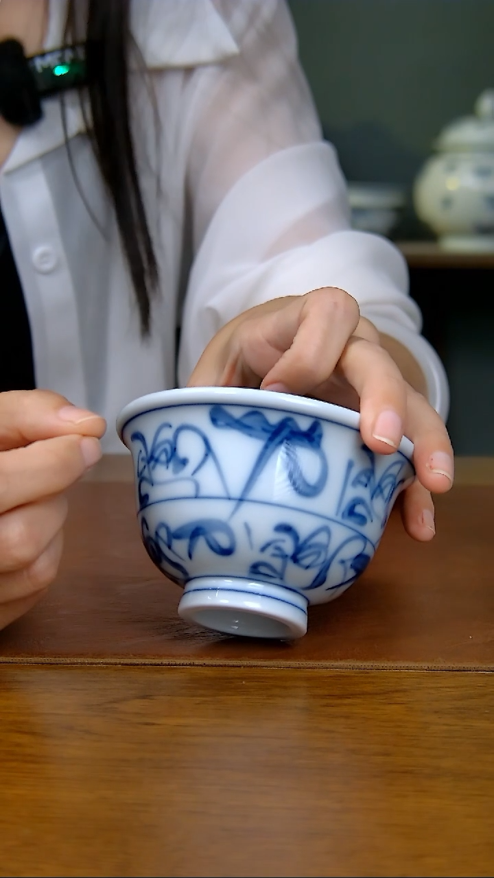 陶瓷茶花纹压手杯（柴窑）