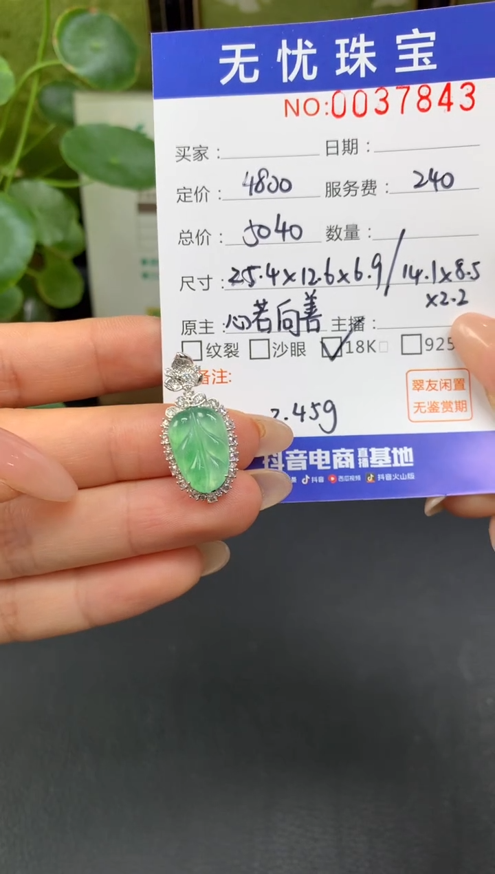 18K金镶嵌定制翡翠黎*E948