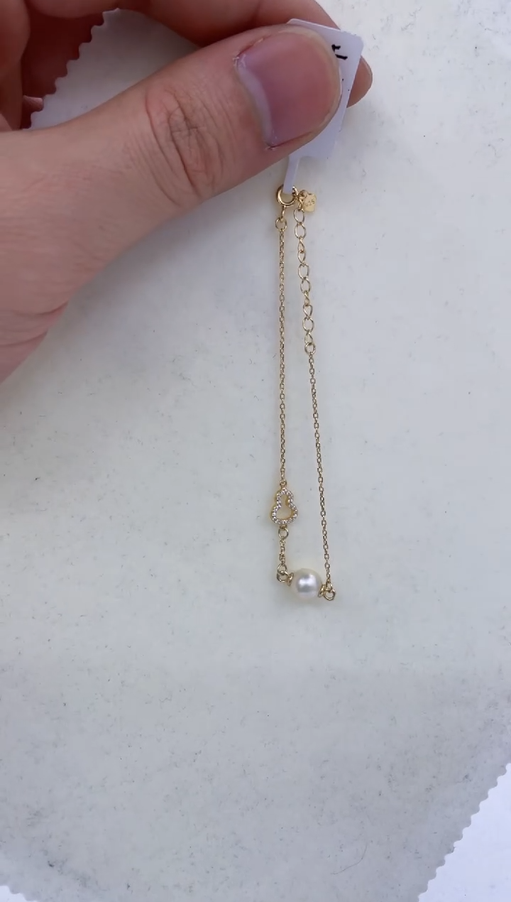 银S925镶嵌手链海水珍珠  