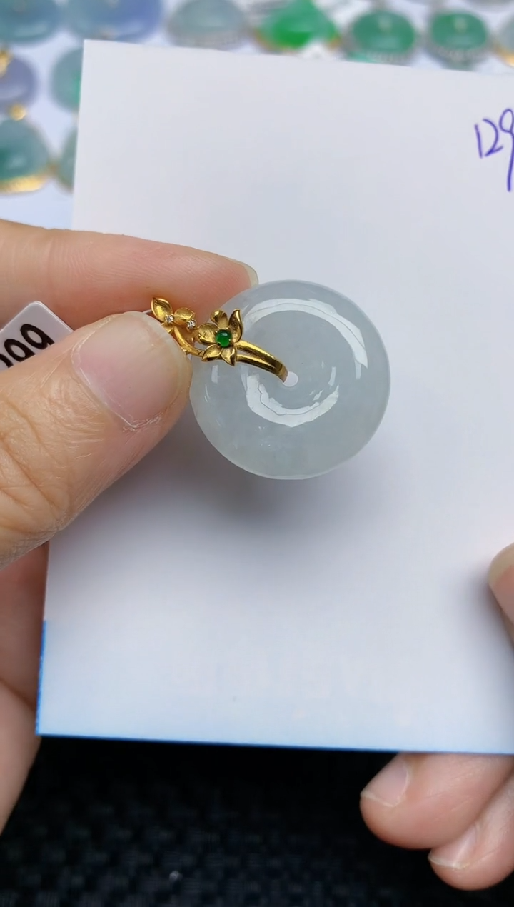 【闪购商品】翡翠挂件18K金镶嵌天然A货翡翠 129