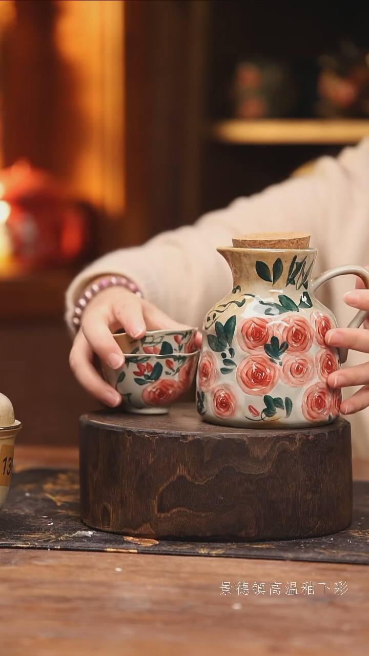 陶瓷景德镇高温釉下手绘陶瓷@L508@