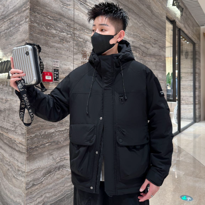 23917 品牌保暖加厚大口袋 连帽工装羽服夹克外套男女同款
