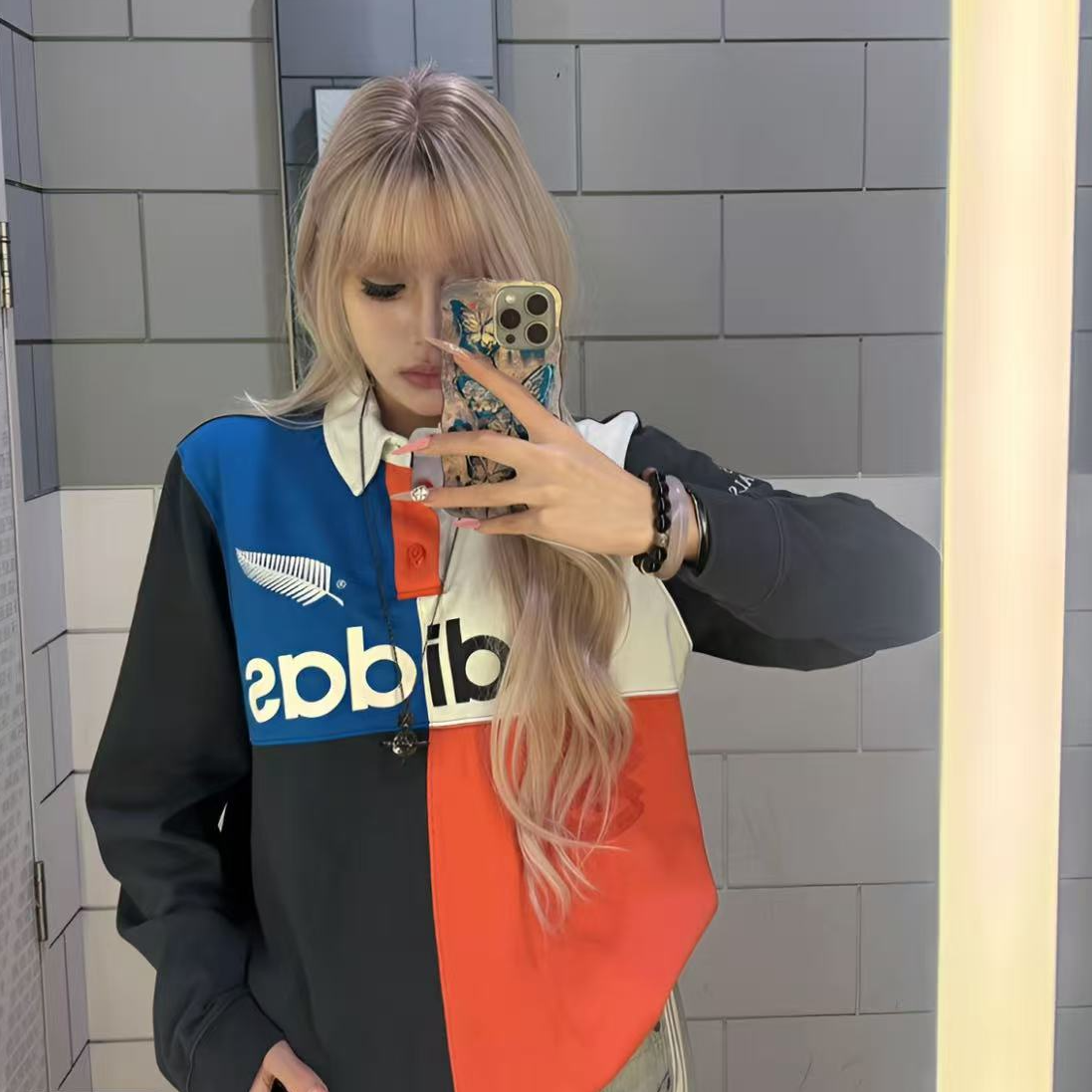 adidas 纯棉橄榄球运动长袖POLO衫kg4638