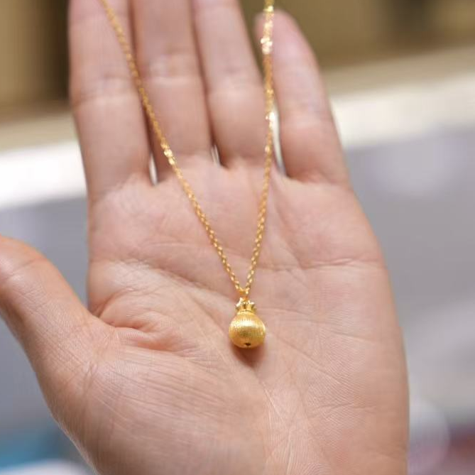 【巧玲专属】足金999拉丝钱袋子项链 经典时尚百搭 4.76