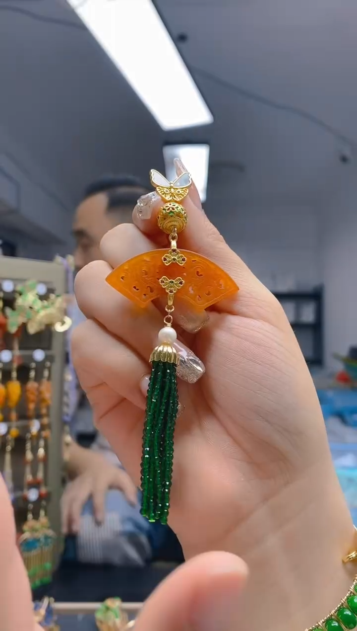 【闪购商品】翡翠耳饰合金348翡翠压襟