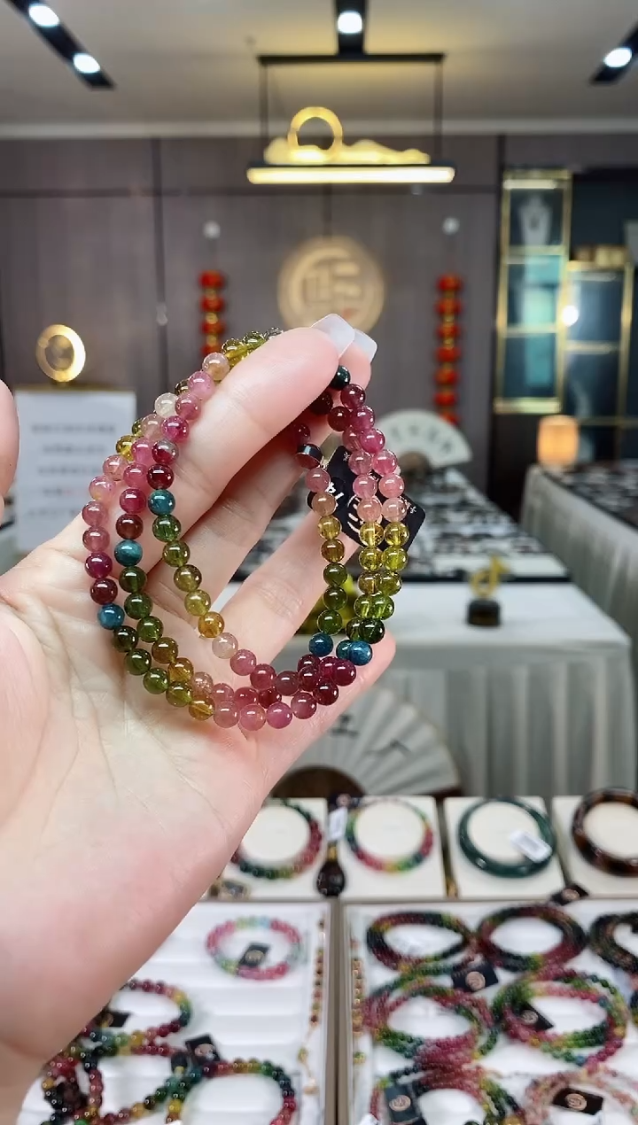 【闪购商品】碧玺三圈手串5mm+未镶嵌（多样性发一条）hon