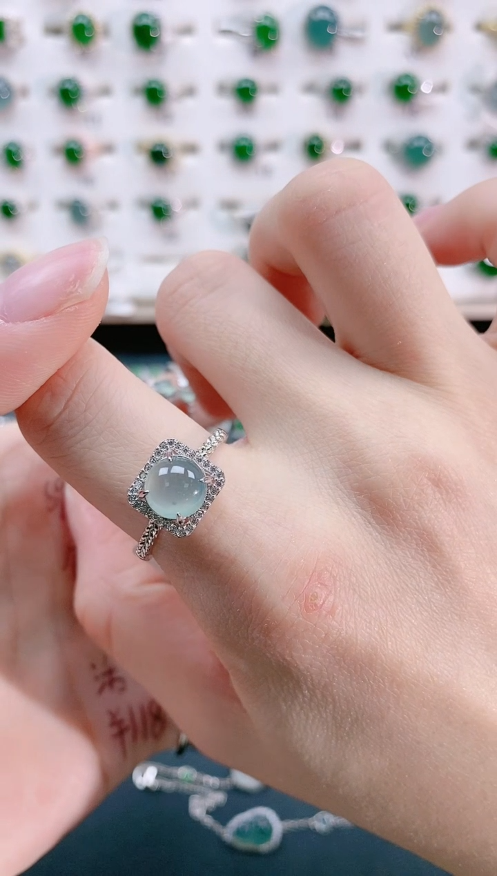 【闪购商品】翡翠戒指银S925镶嵌天然翡翠