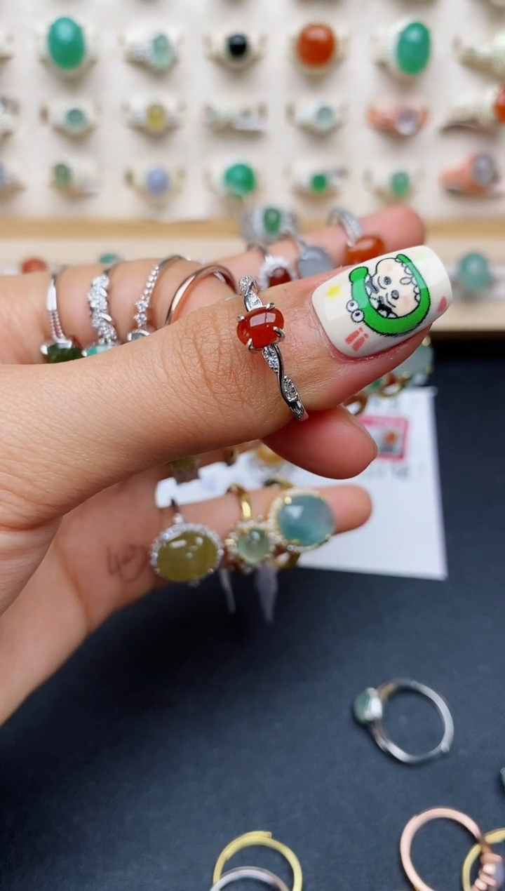 【闪购商品】翡翠戒指银S925镶嵌缅甸翡翠