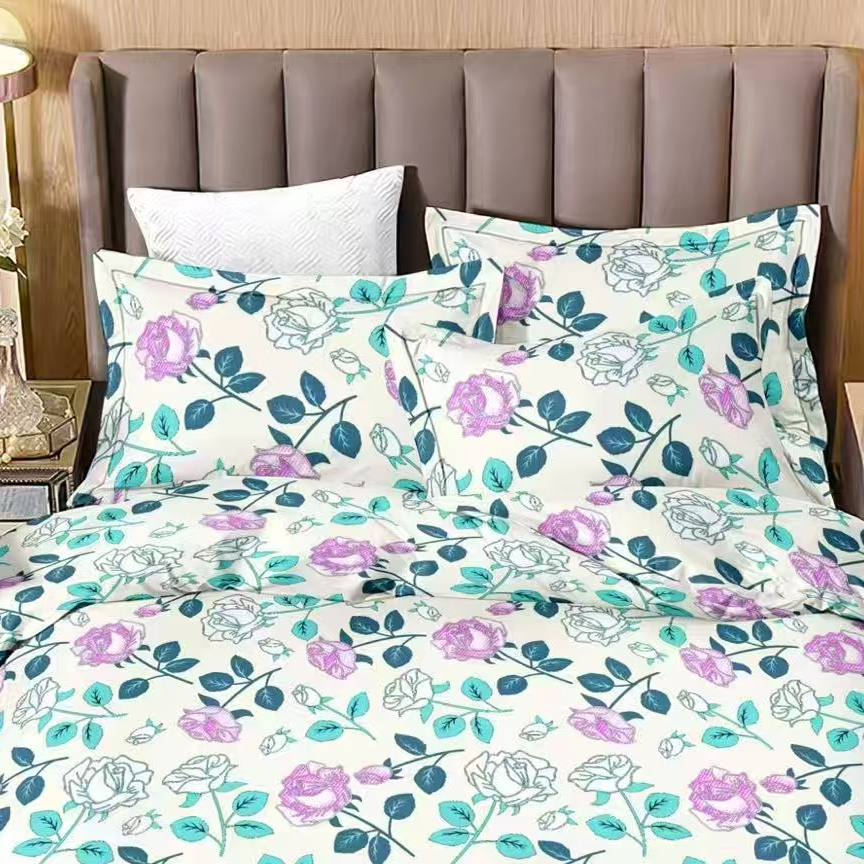 【粉白玫瑰床单】 2.5*2.3米双人床单  加厚  舒适透气