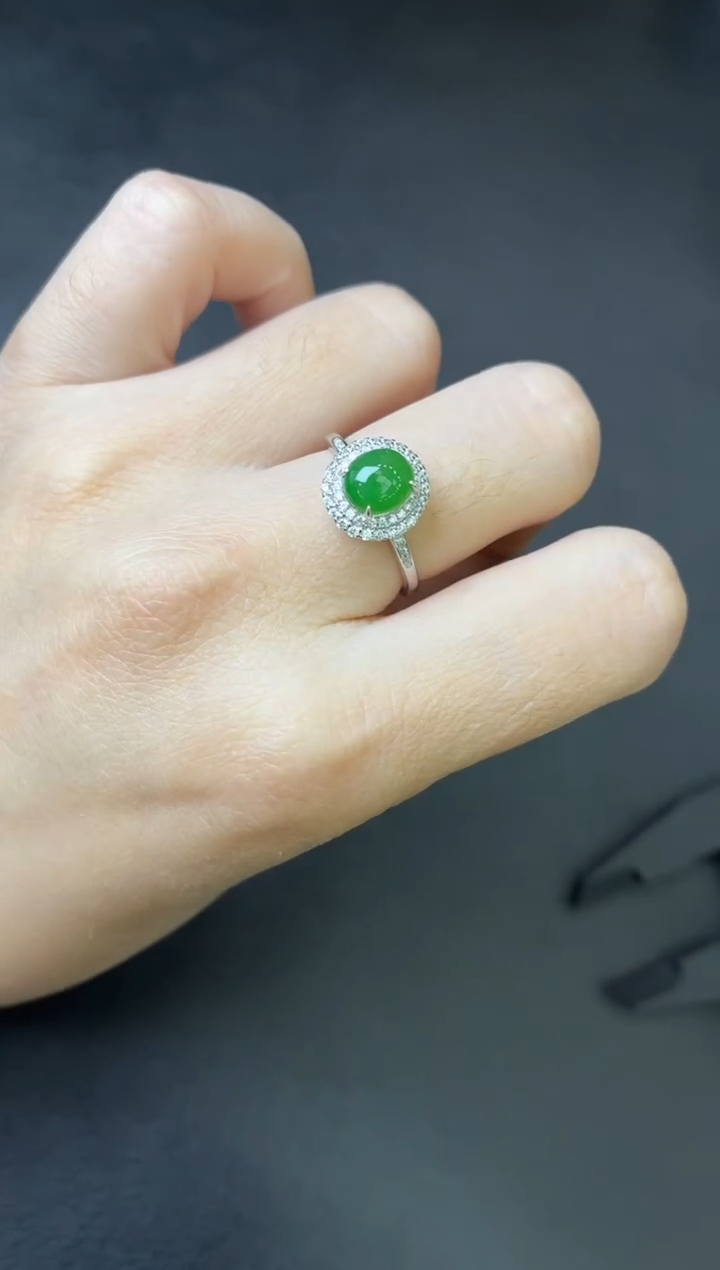 银S925镶嵌戒指翡翠戒指