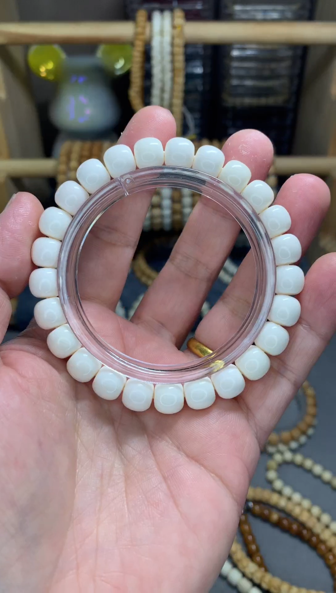 【闪购商品】菩提根/象牙果手串驼骨白料实卡9.2x8.5微微棕老型