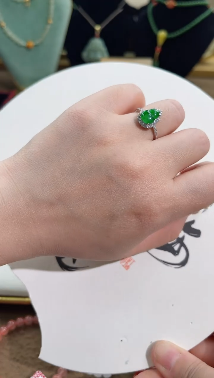 【闪购商品】翡翠戒指银S925镶嵌翡翠戒指cs