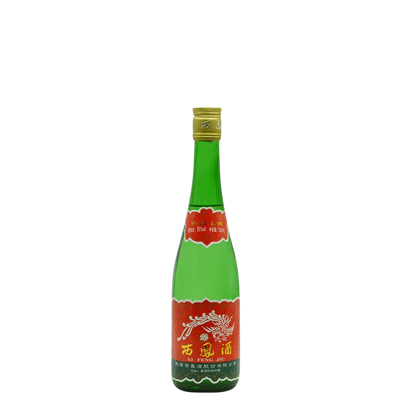 西凤2006年-2007年生产西凤酒老绿瓶 凤香型纯粮食白酒 55度500ml